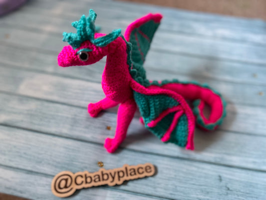 Hot pink & teal dragon